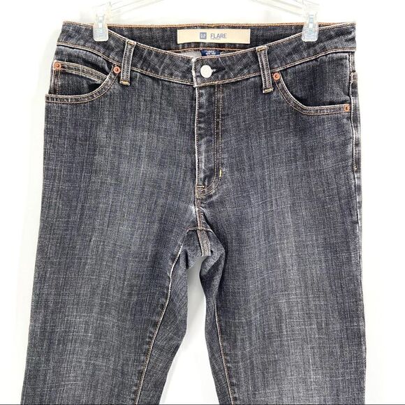 Gap Flare Stretch Jeans Size 8 Long Light Black - Picture 3 of 10